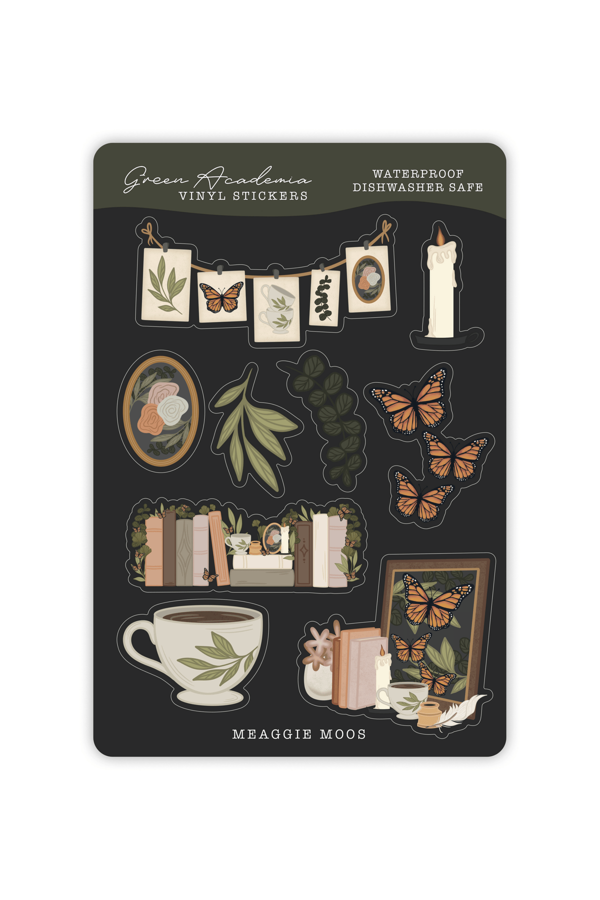 Green Academia Sticker Sheet