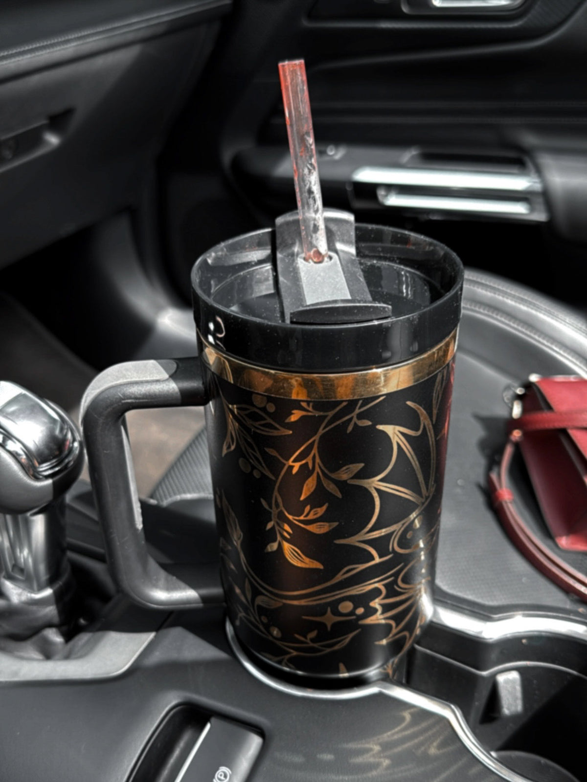 Black and Gold Engraved Dragons 40oz Tumbler