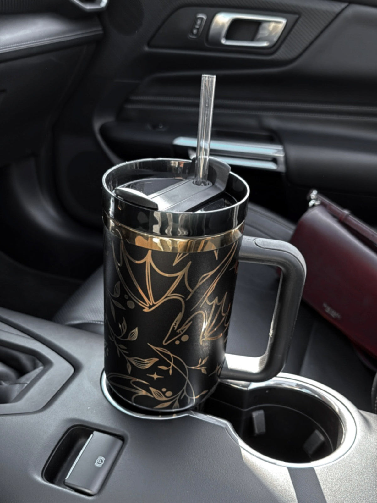 Black and Gold Engraved Dragons 40oz Tumbler