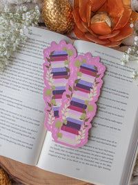 Pink Bookstack Die-Cut Bookmark