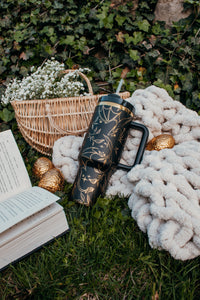 Black and Gold Engraved Dragons 40oz Tumbler