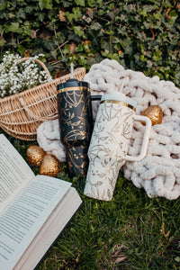 Black and Gold Engraved Dragons 40oz Tumbler