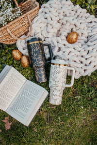 Black and Gold Engraved Dragons 40oz Tumbler