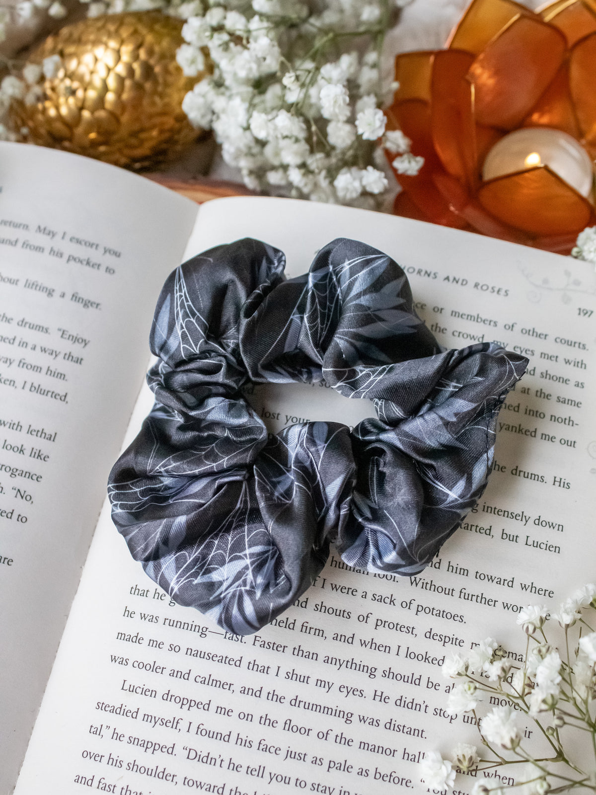 Satin Scrunchie | Enchanted Spiderwebs