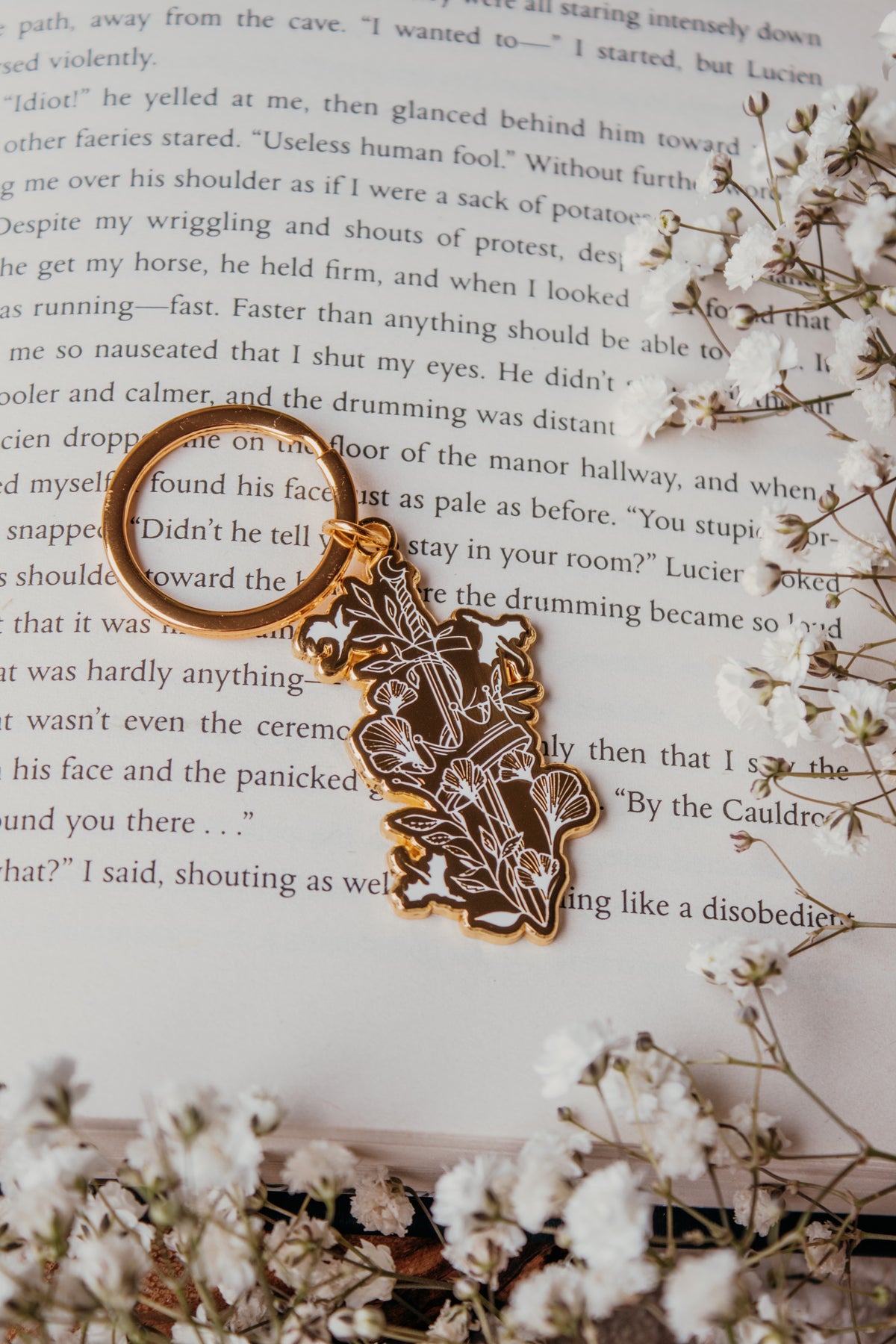 Ivory Swords Metal Keychain