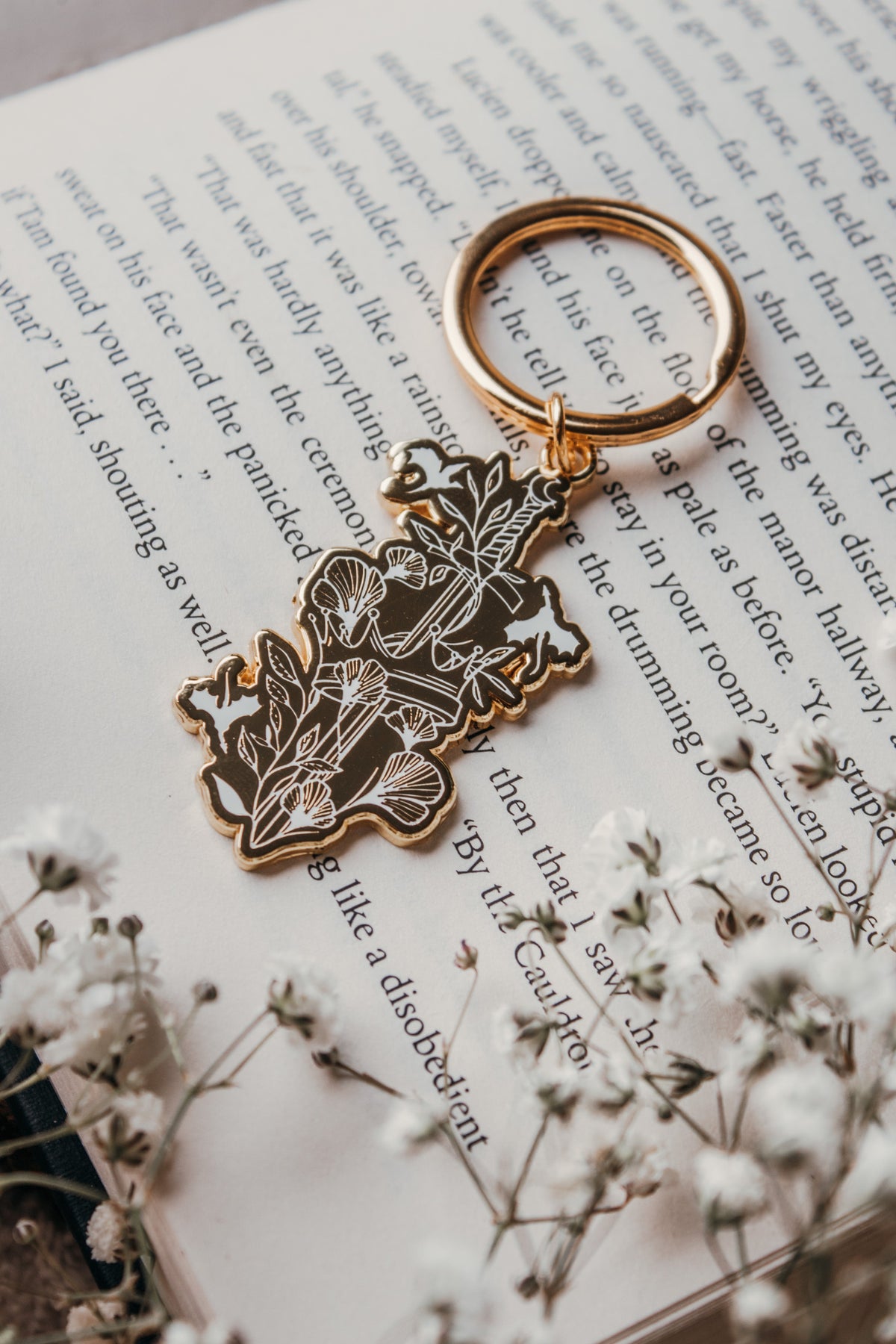 Ivory Swords Metal Keychain