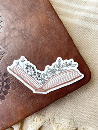 Floral Book Waterproof Sticker | Color | 3"x1.53"