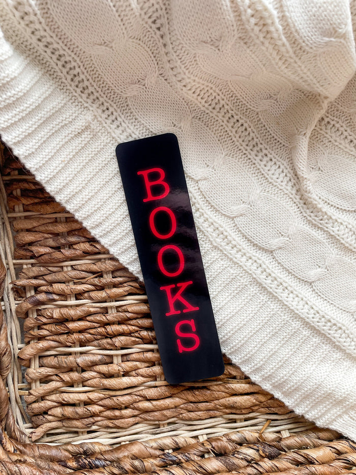 BOOKS Bookmark  | Bookish Aesthetic | Book Worm Gifts | Reader Present | 2"x8" Rounded Corners | Neon Sign Inspired Bookmark