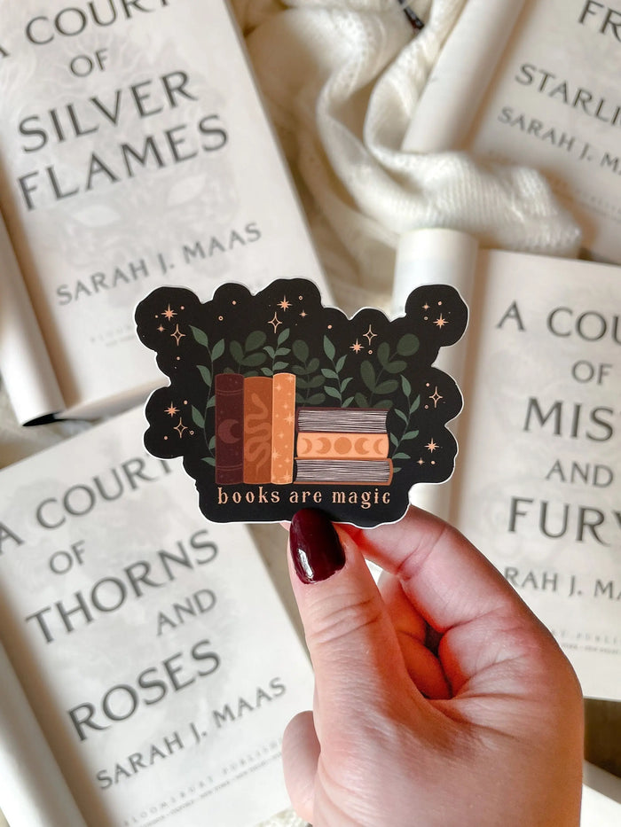Books Are Magic Waterproof Sticker | Multicolor | 3”x2.8”