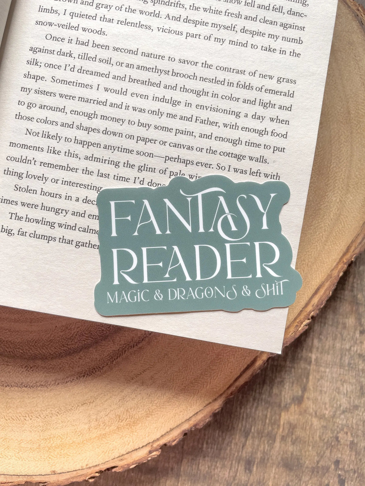 Fantasy Reader - Magic and  Dragons and Sh*t Waterproof Sticker | 3x1.9