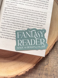 Fantasy Reader - Magic and  Dragons and Sh*t Waterproof Sticker | 3x1.9