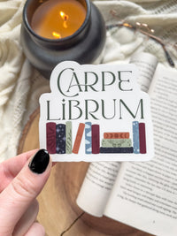 Carpe Librum Waterproof Sticker | Seize the Book | Multicolor | 3"x2.2"