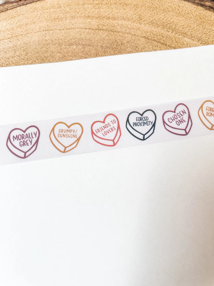 Book Trope Conversation Heart Washi Tape | 15mm Wide by 10m long