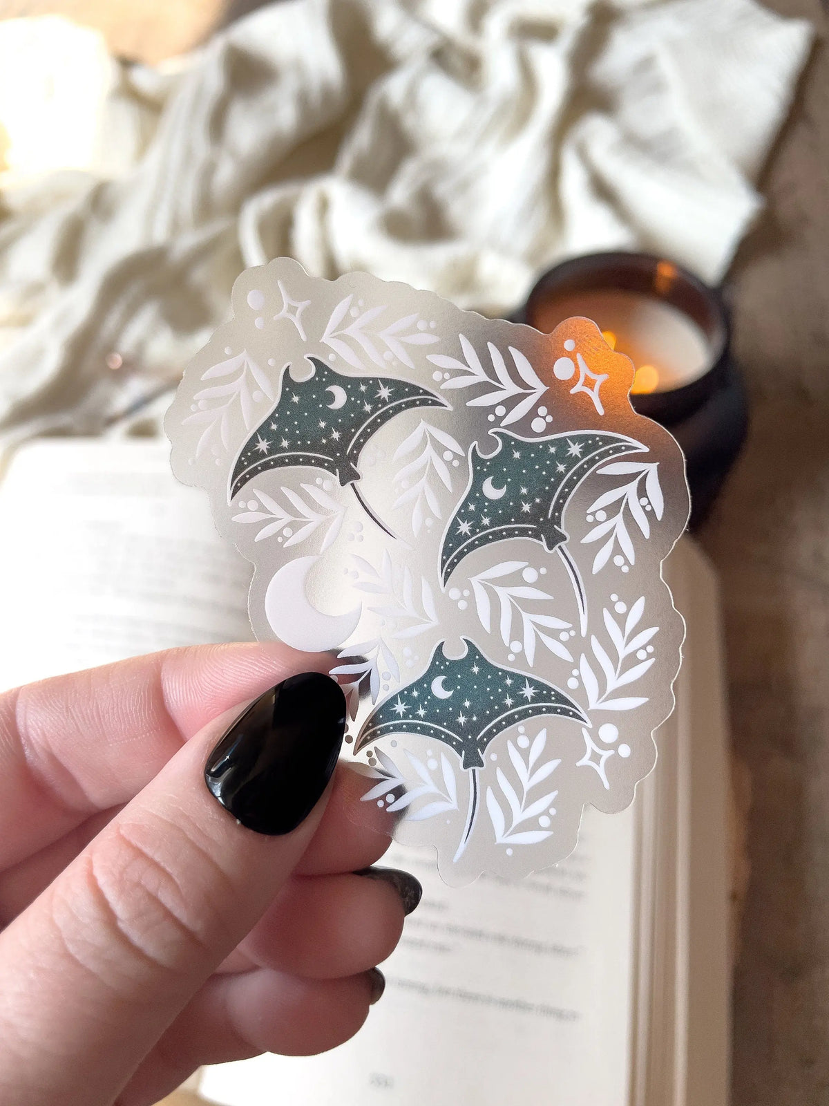 Celestial Triple Stingray Waterproof Sticker | 3"x2.2"
