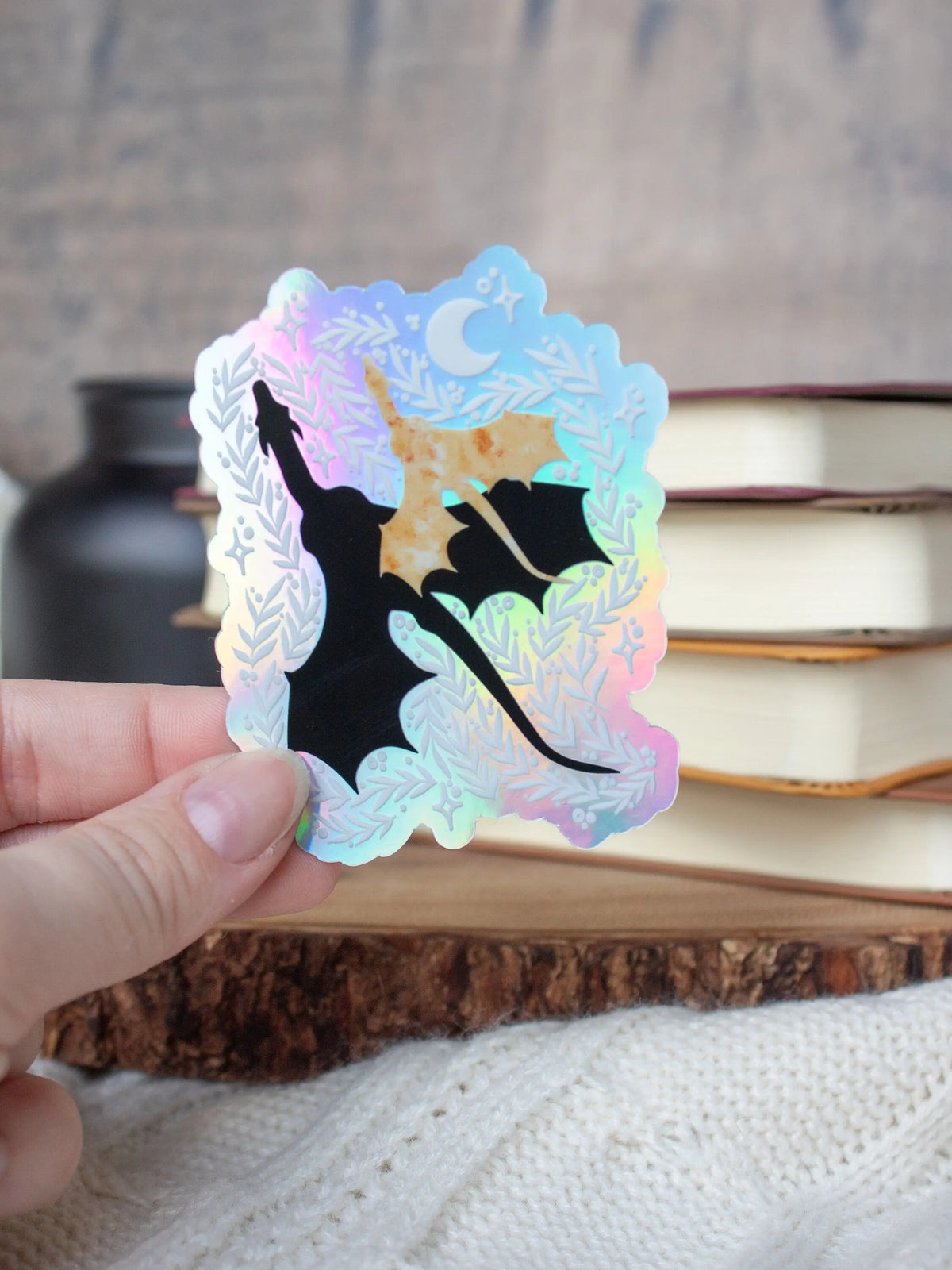 Fourth Wing | Holographic Tairn and Andrna Dragon Waterproof Sticker