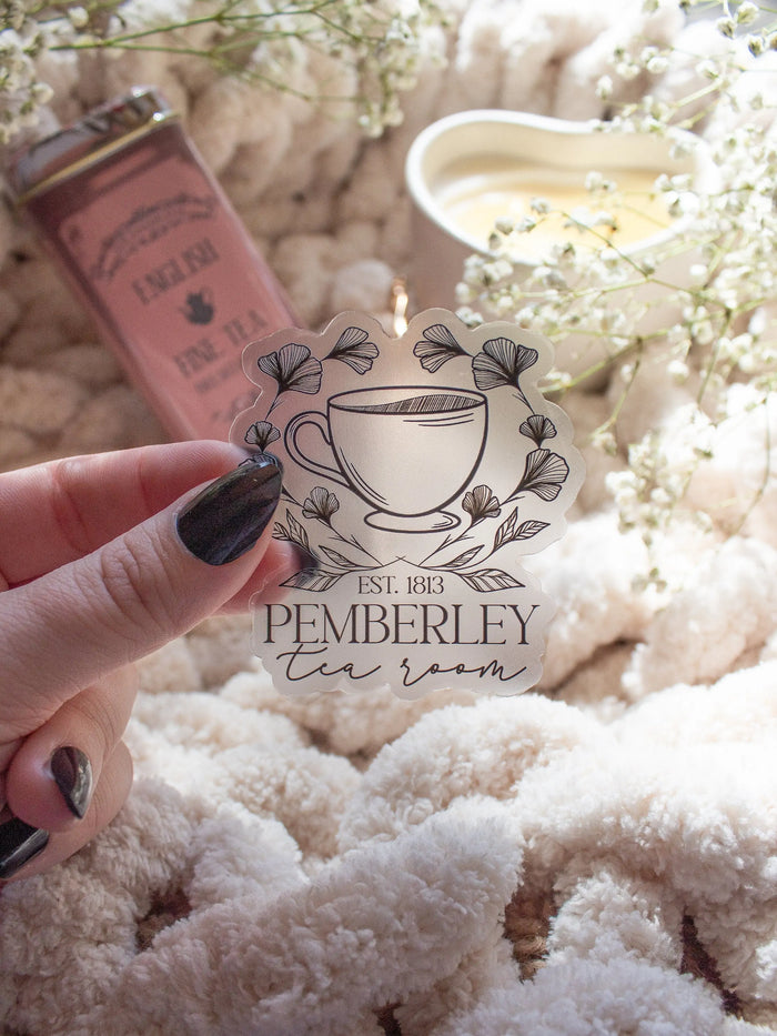 Pemberley Tea Room Jane Austen Bookshelf Waterproof Sticker | 2.3x2.5