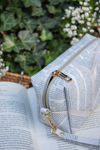 Bookish Cosmetic / Pencil Pouch Zip Bag | Book Pages