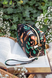 Bookish Cosmetic / Pencil Pouch Zip Bag | Burgundy Books