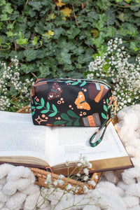Bookish Cosmetic / Pencil Pouch Zip Bag | Burgundy Books