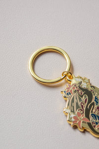 Floral Wyvern Metal Keychain