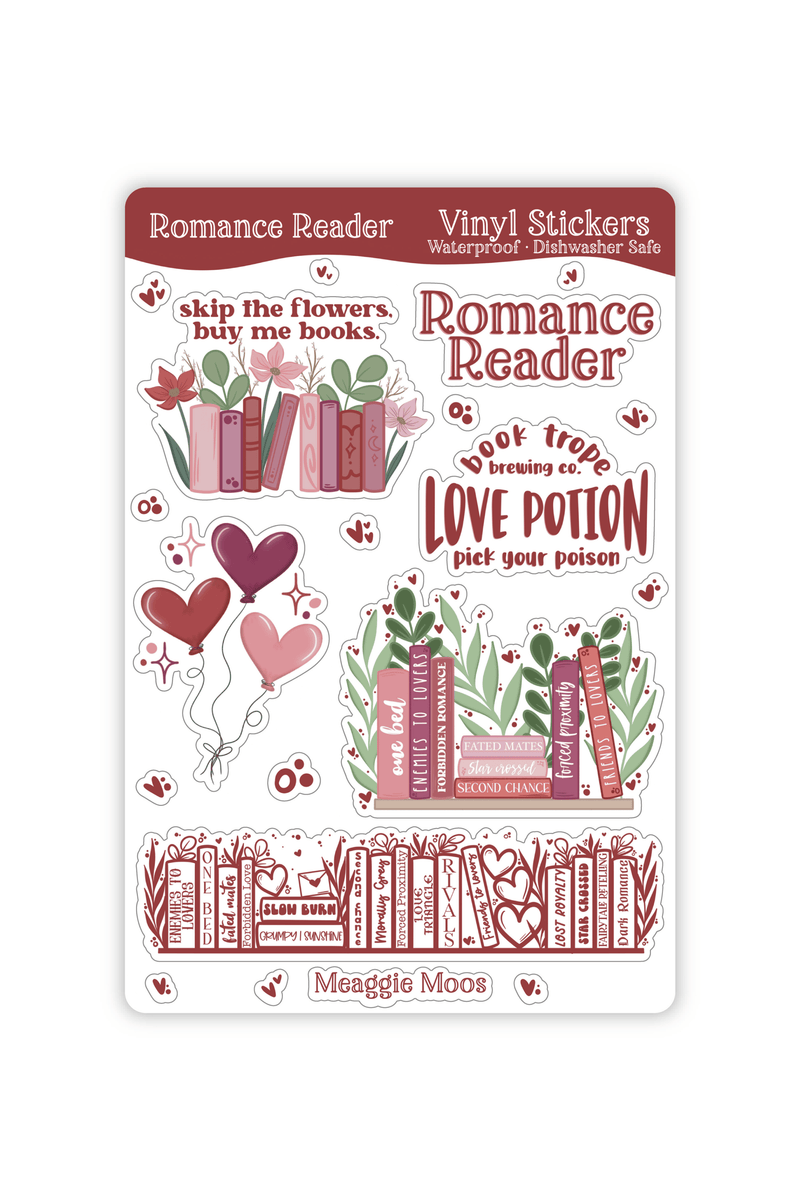Romance Reader Sticker Sheet
