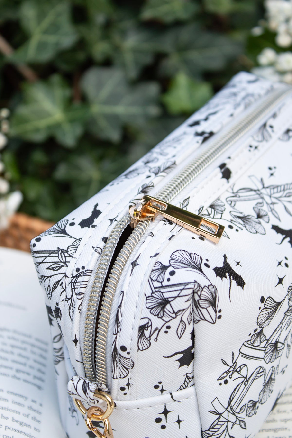 Bookish Cosmetic / Pencil Pouch Zip Bag | Ivory Swords