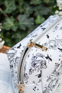 Bookish Cosmetic / Pencil Pouch Zip Bag | Ivory Swords