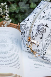 Bookish Cosmetic / Pencil Pouch Zip Bag | Ivory Swords