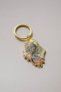 Floral Wyvern Metal Keychain