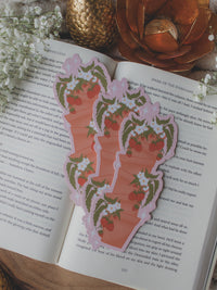 Potted Strawberries Die-Cut Bookmark