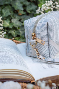 Bookish Cosmetic / Pencil Pouch Zip Bag | Book Pages