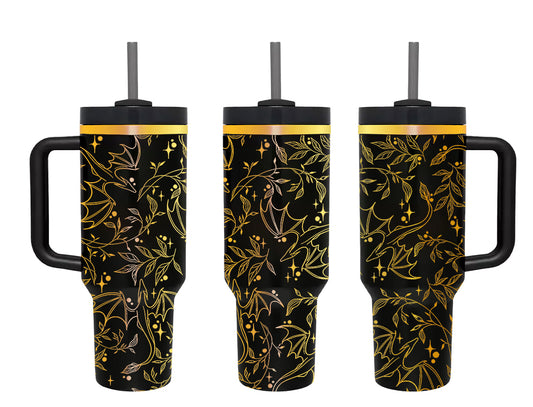 Black and Gold Engraved Dragons 40oz Tumbler | PREORDER -SHIPS LATE MARCH