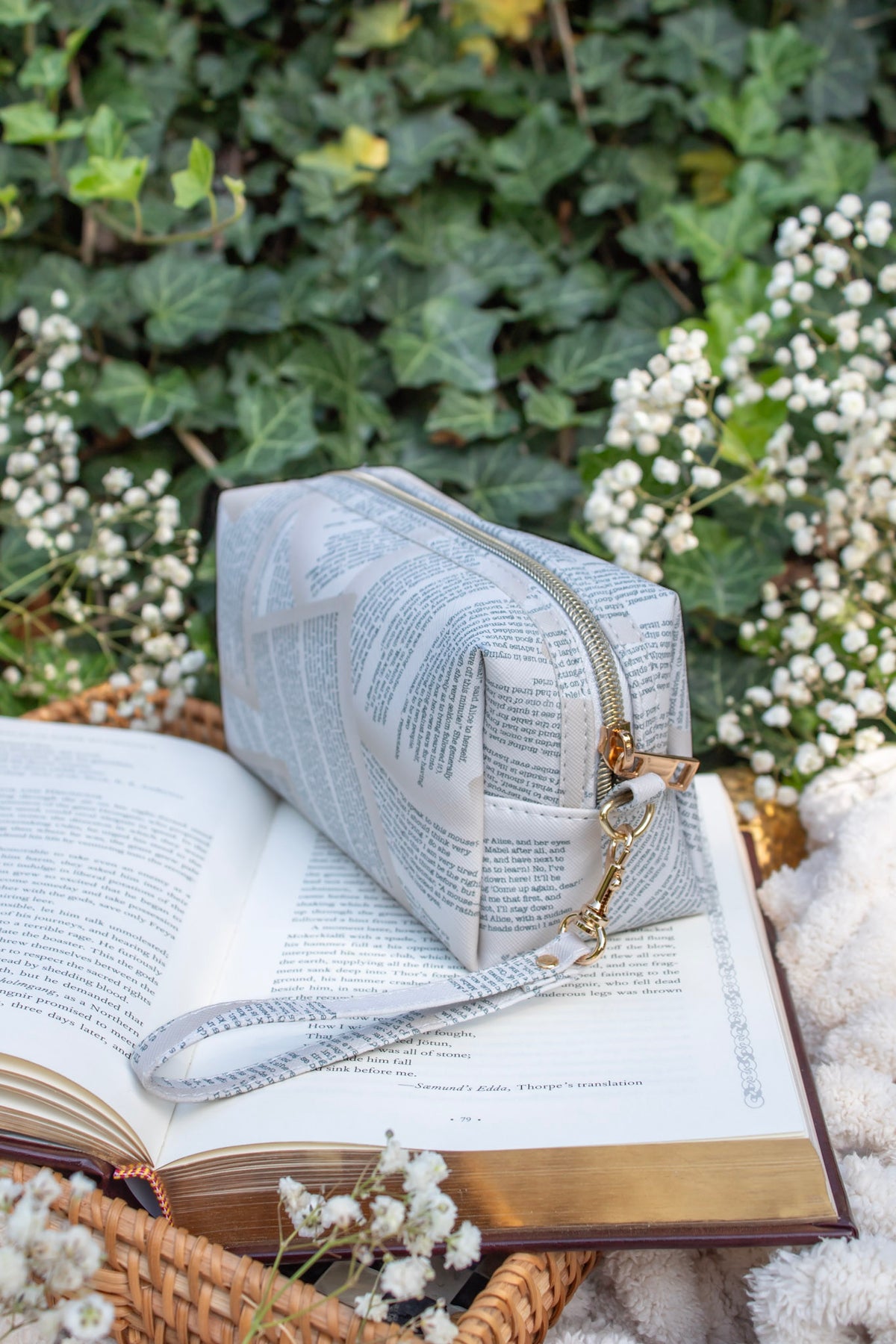 Bookish Cosmetic / Pencil Pouch Zip Bag | Book Pages