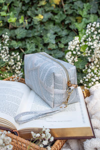 Bookish Cosmetic / Pencil Pouch Zip Bag | Book Pages