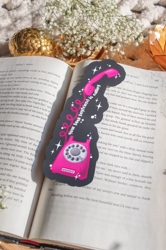 Your Book Boyfriend is Calling Retro Phone Bookmark