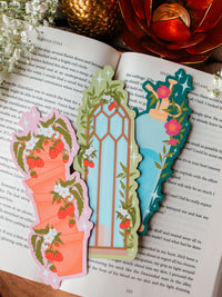Potted Strawberries Die-Cut Bookmark