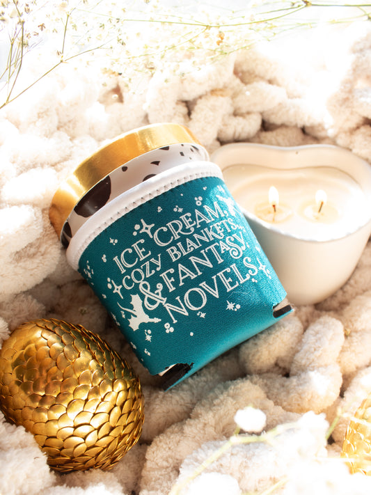 Ice Cream, Cozy Blankets & Fantasy Novels Ice Cream Pint Sleeve | Teal