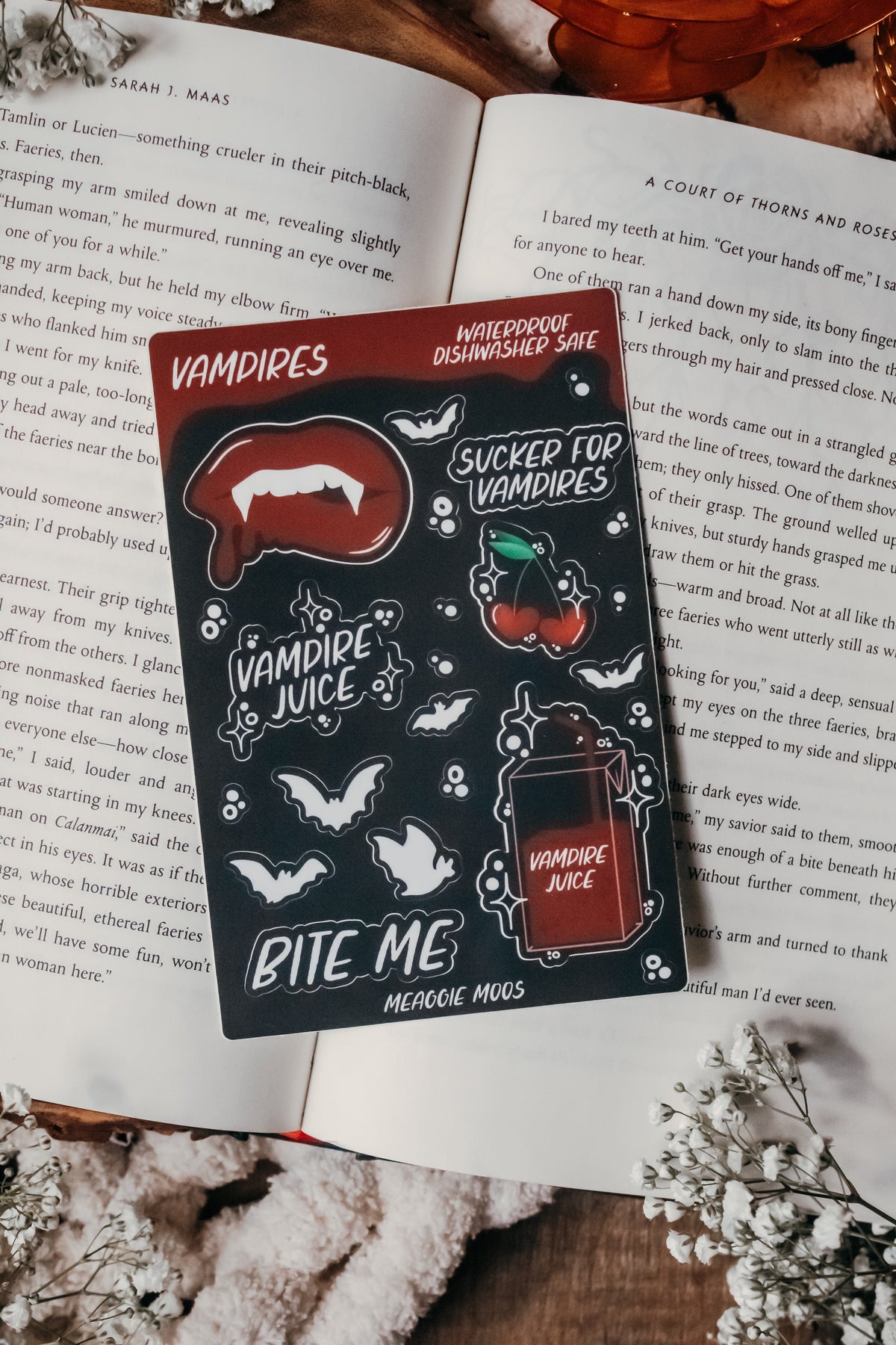 Vampire Bookish Sticker Sheet  6"x4"