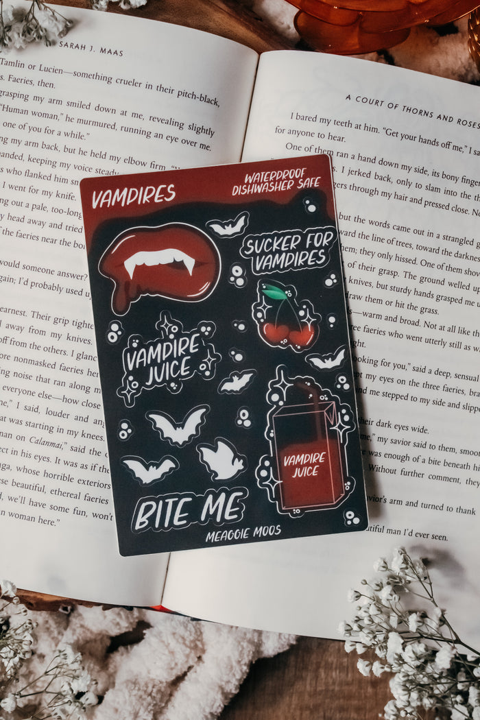 Vampire Bookish Sticker Sheet  6"x4"