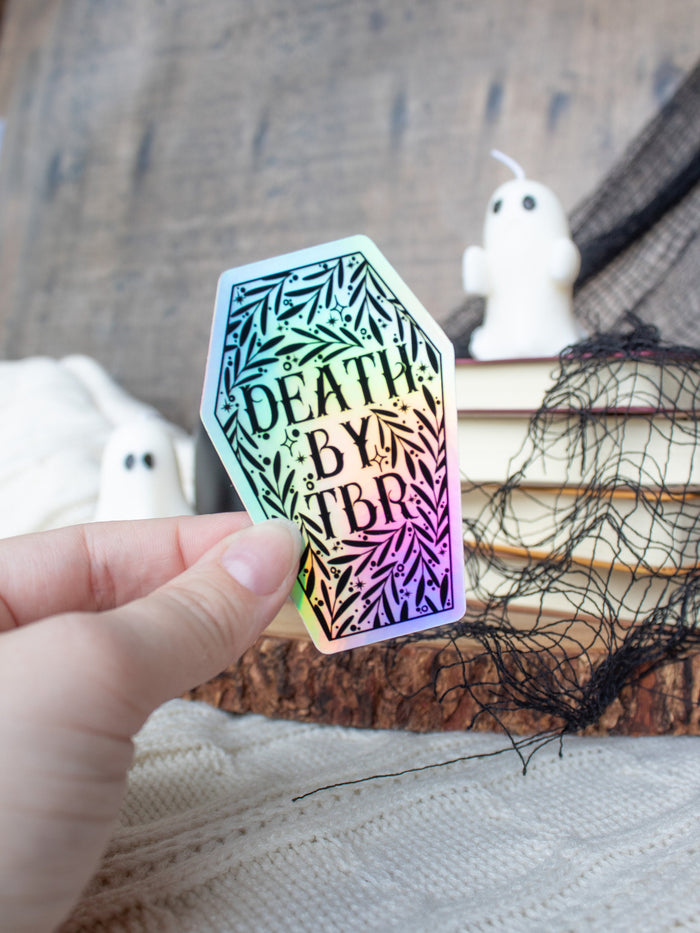 Death By TBR Coffin Holographic Waterproof Vinyl Sticker