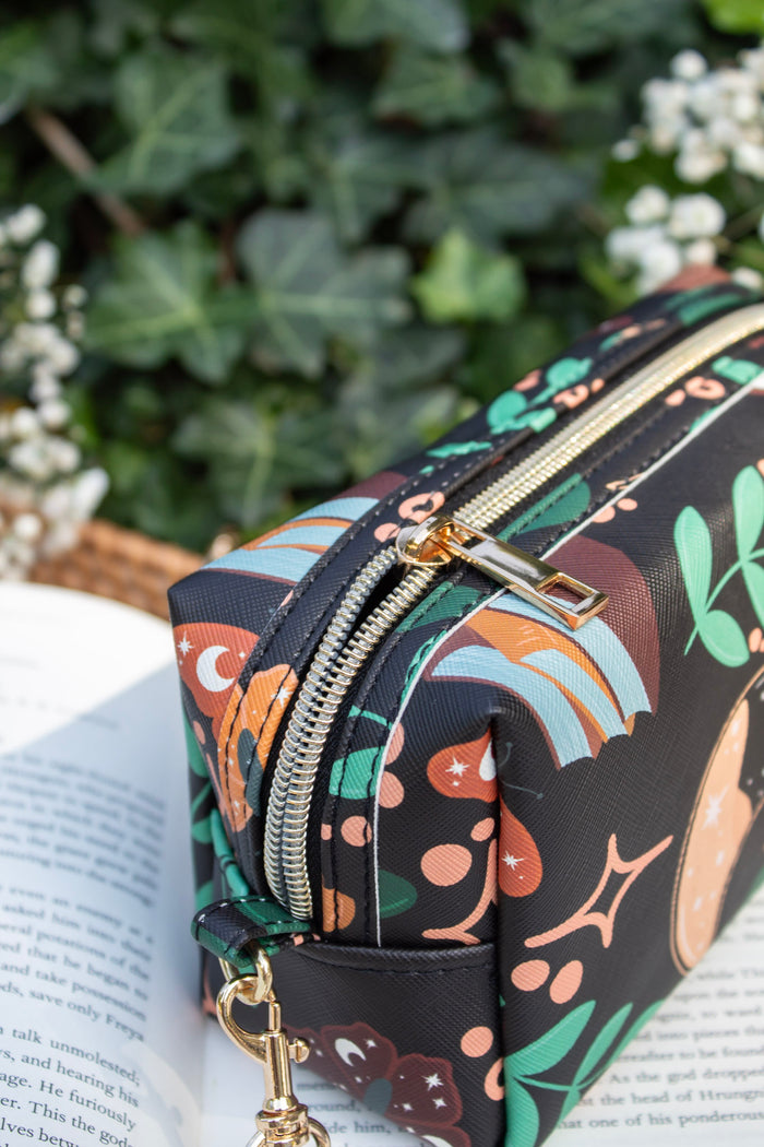 Bookish Cosmetic / Pencil Pouch Zip Bag | Burgundy Books