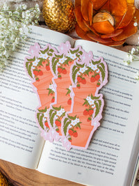 Potted Strawberries Die-Cut Bookmark