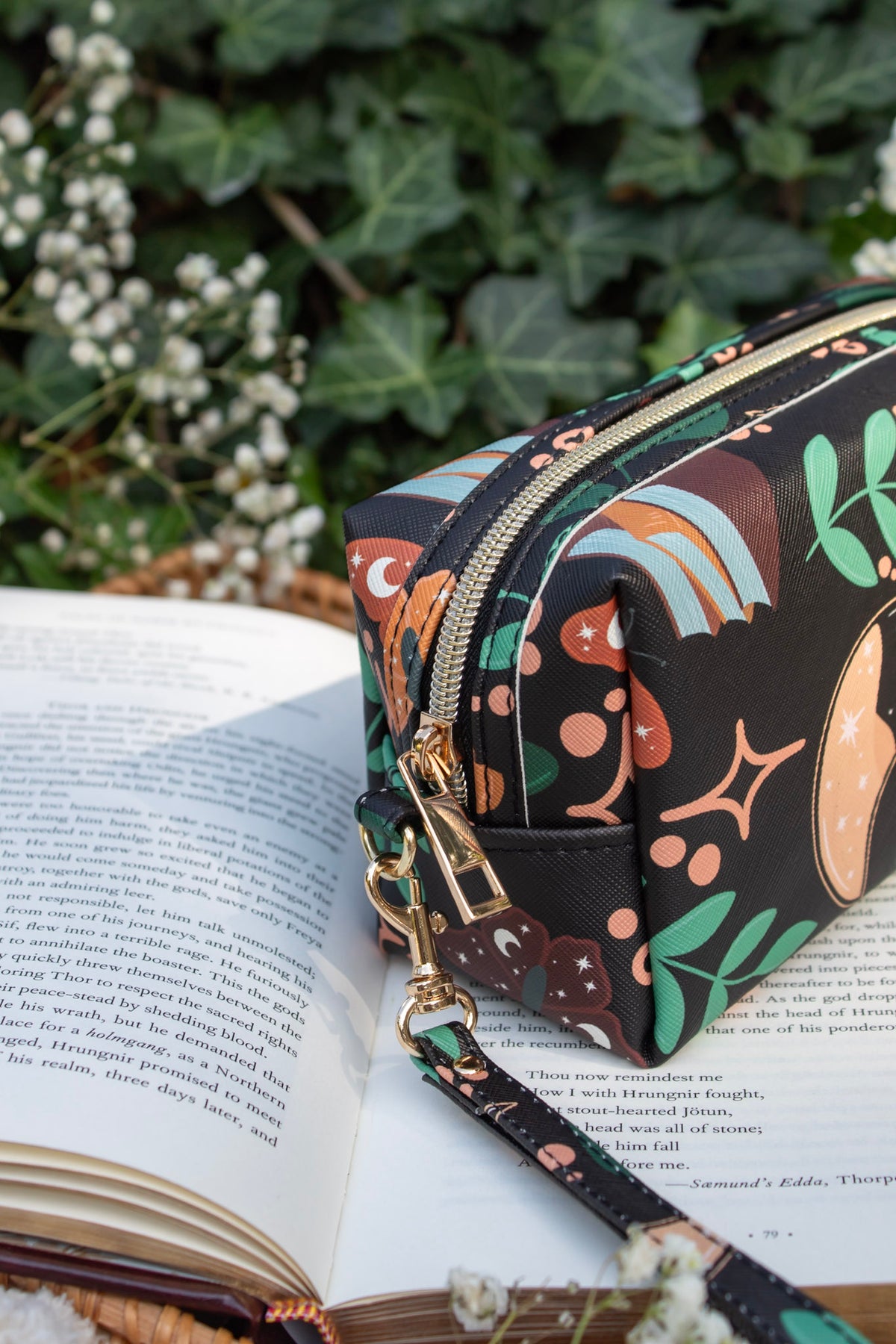 Bookish Cosmetic / Pencil Pouch Zip Bag | Burgundy Books