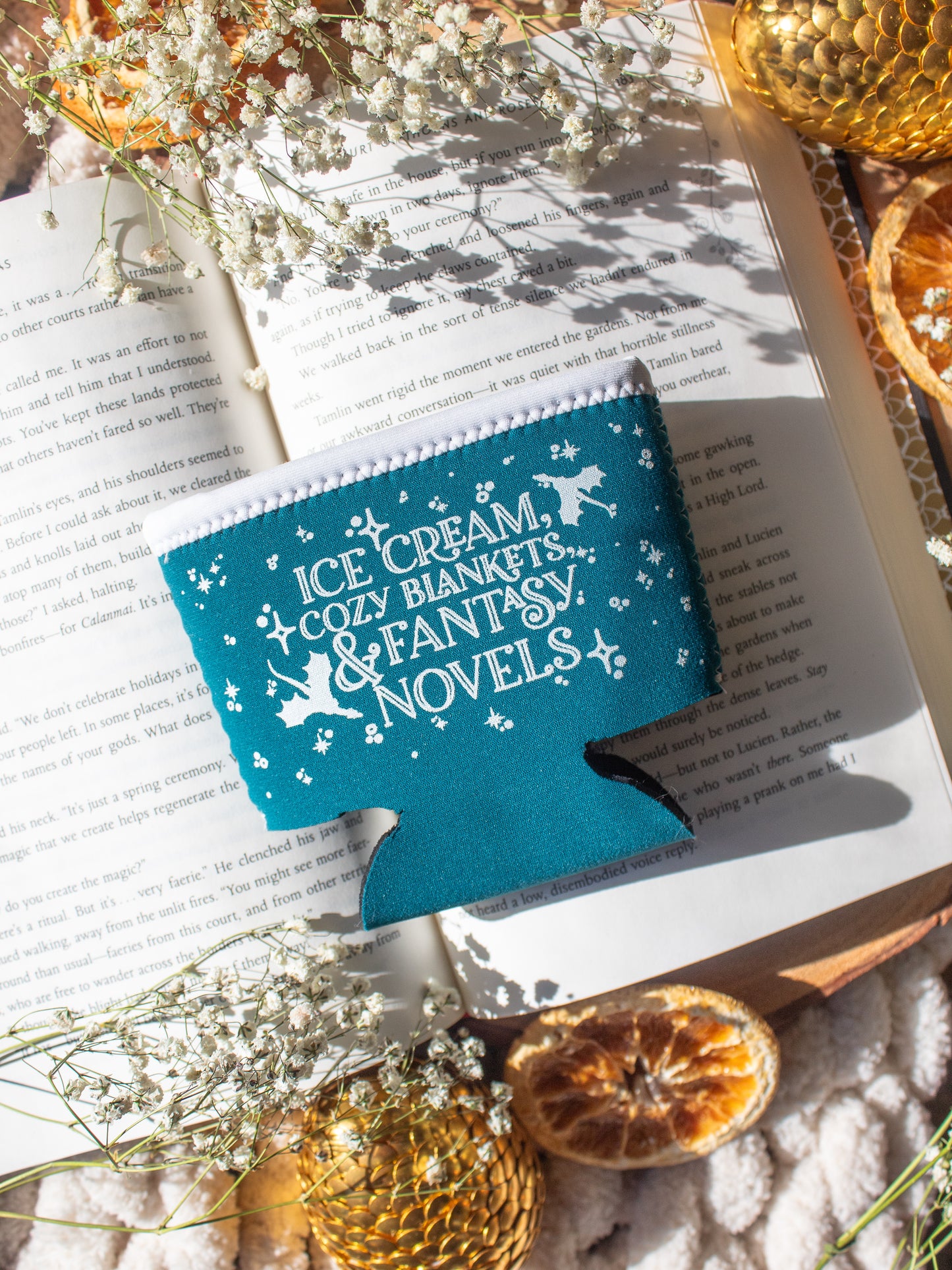 Ice Cream, Cozy Blankets & Fantasy Novels Ice Cream Pint Sleeve | Teal