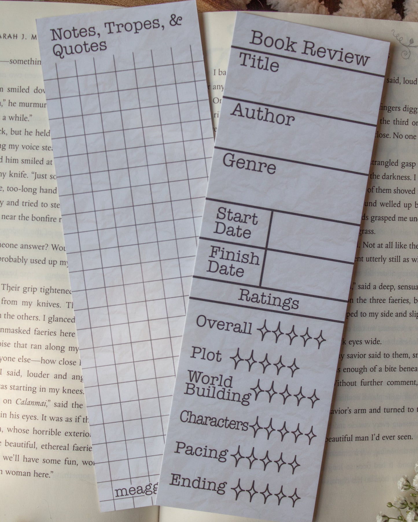 Book Review Bookmarks | Pacing Rating Section