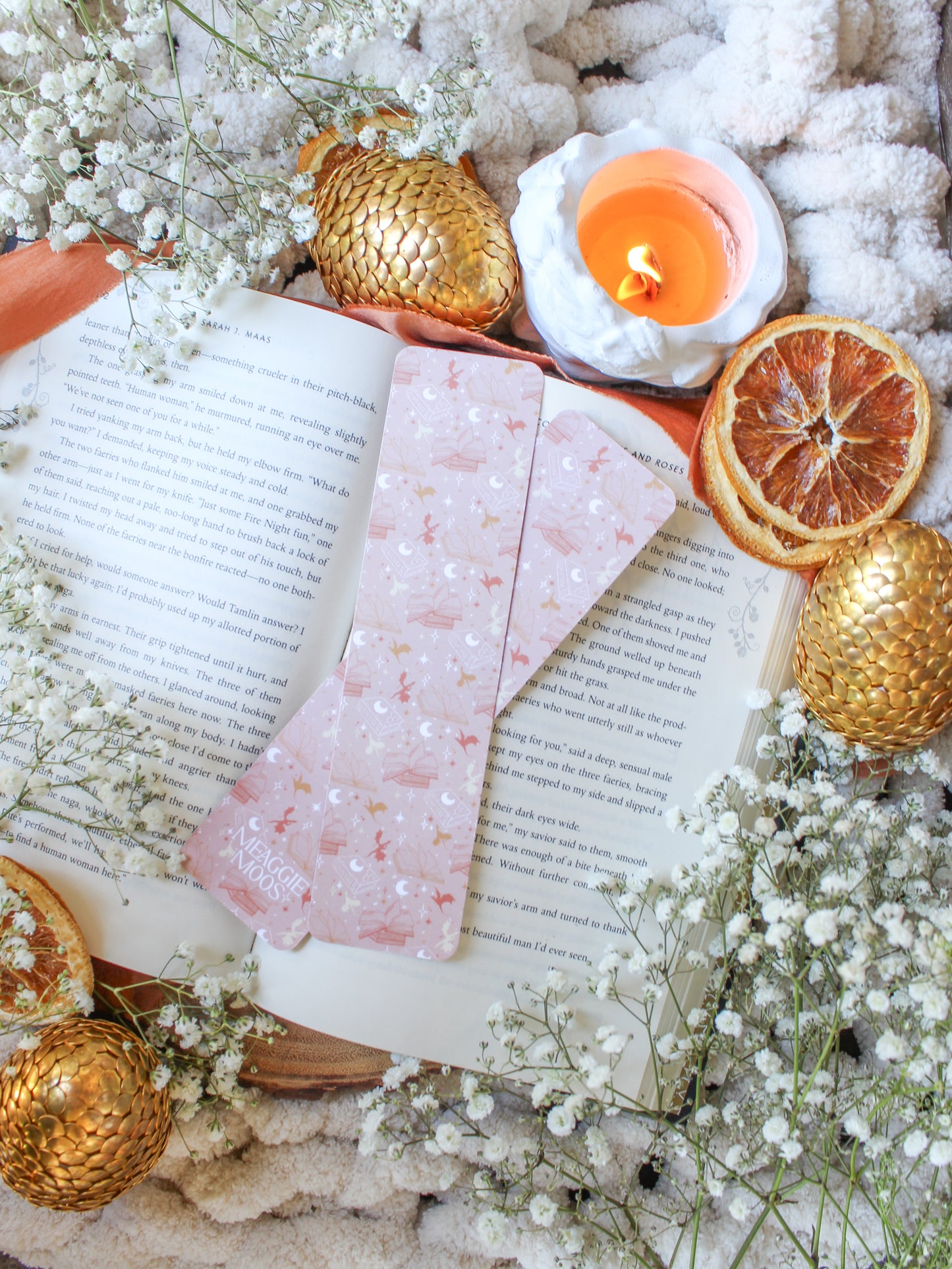 Bookmark | Pink & Orange Book Dragon