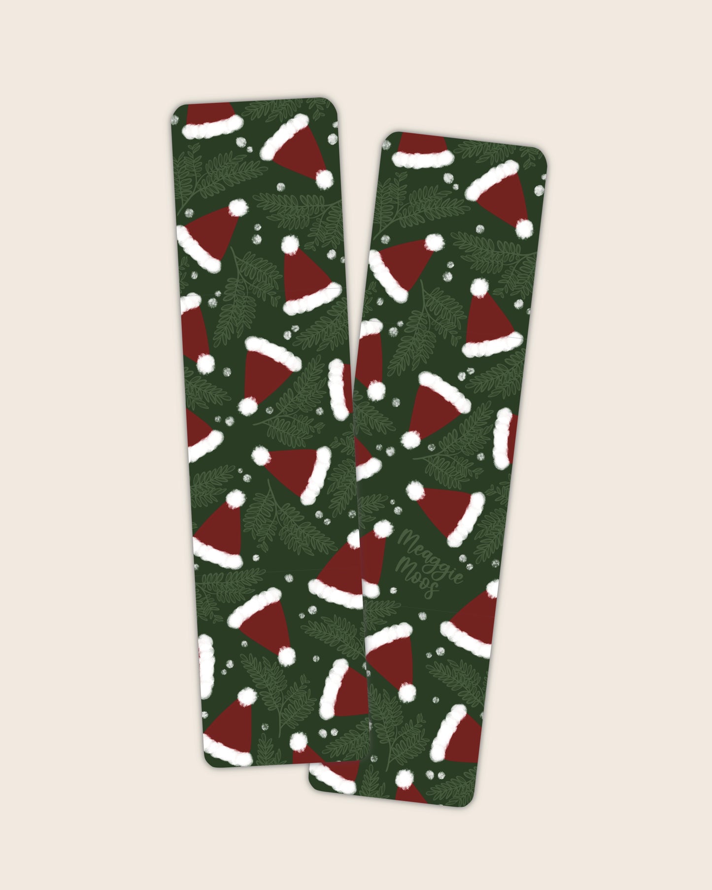 Bookmark | Green Santa Hats