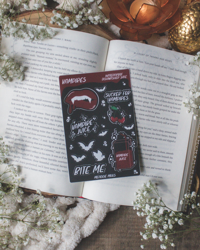 Vampire Bookish Sticker Sheet  6"x4"