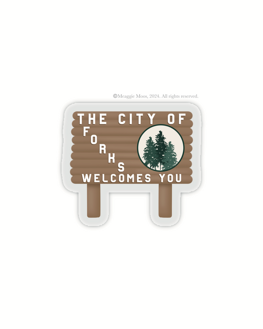 Welocome to Forks Washington Sign Waterproof Sticker | 2"x 1.7”