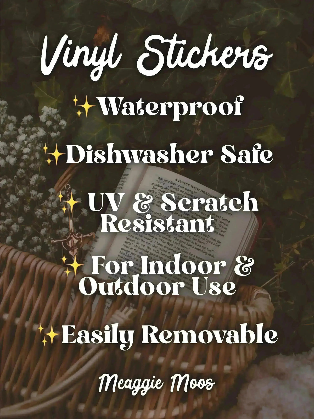 Vinyl Stickers, Waterproof, Dishwasher Safe, Indoor / Outdoor, Easily Removeable